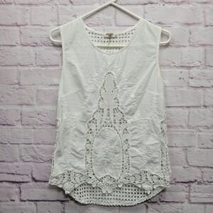 Miss Kelly 1999 White Lacy Tank Top Sz M Coquette Crochet Fairy Cottage Boho